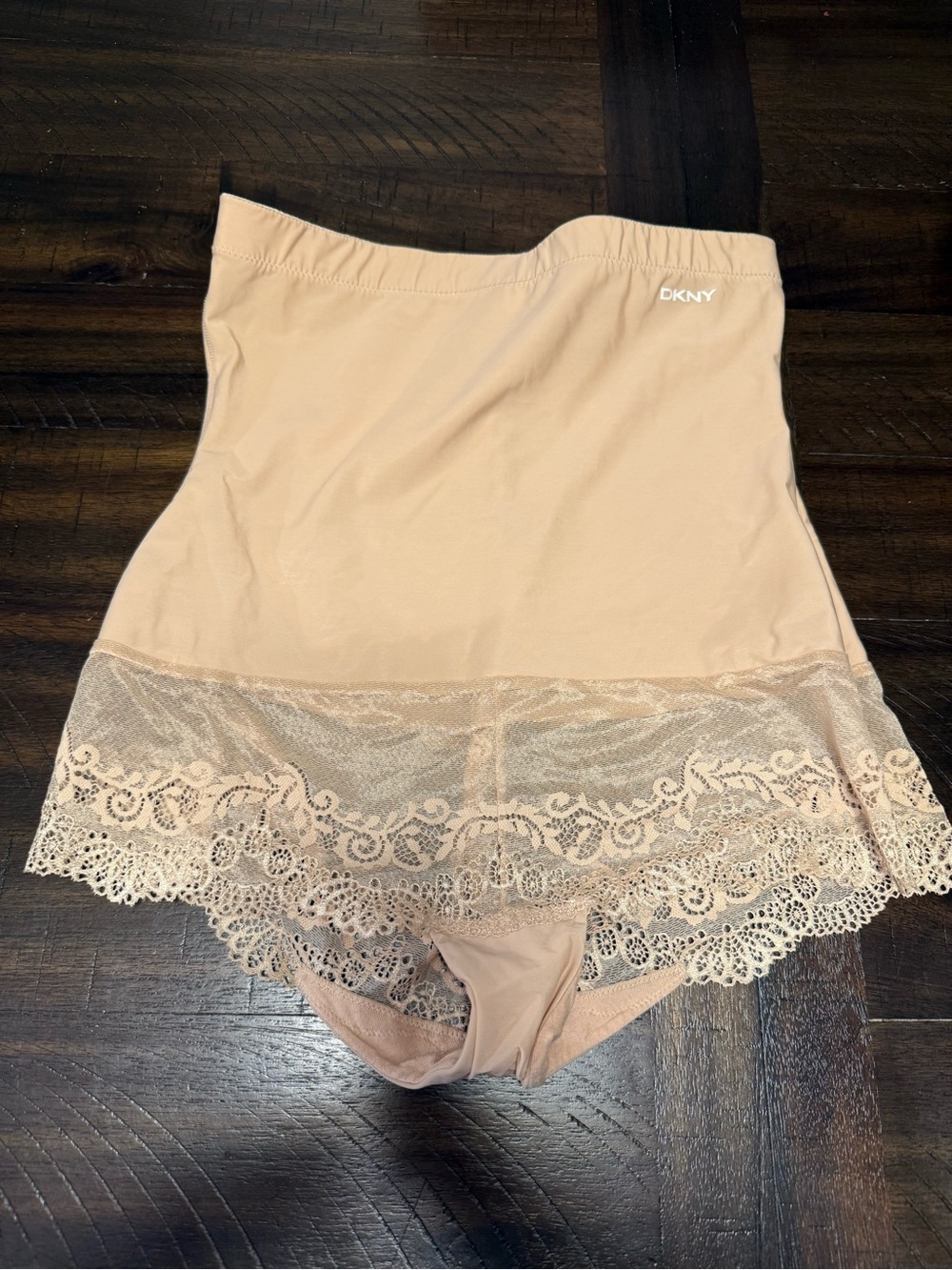 DKNY Nude High Waist Shaping Brief Panty Lace Trim Shapewear XL